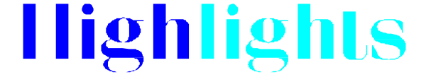 The text "highlights" with a blue background on top of an otherwise grey surface is shown.