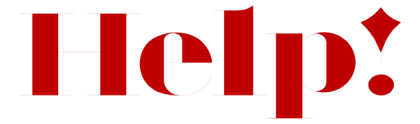The text "HELP" on a red background with white lettering.