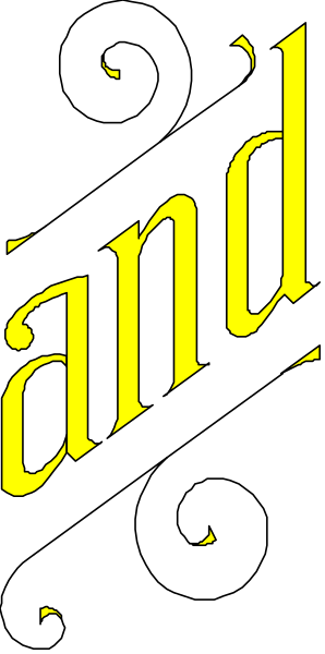 The image shows a closeup of text that reads "AND" with an additional letter 'A' inserted between it to create another word; this is done in two different fonts: one yellow and bold for "AND," while the other, smaller letters form the new word below it.
