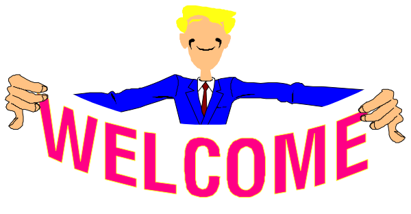 The image shows a cartoon of two hands holding up signs with "WELCOME" written on them against an unseen background.