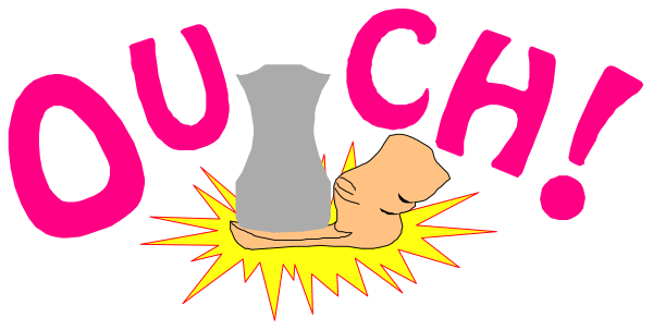 The image shows a cartoon of an object with text that reads "ouch!" above it, indicating pain or discomfort caused by impact from below.