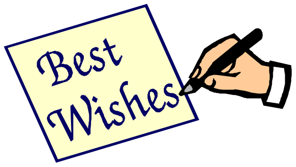 The image shows a hand holding an ink pen over a piece of paper with text that reads "best wishes" on it in cursive writing.
