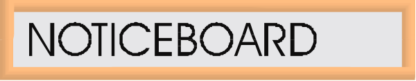 The image shows a notice board with text that reads "NOTICE BOARD" on it against an indistinct background.