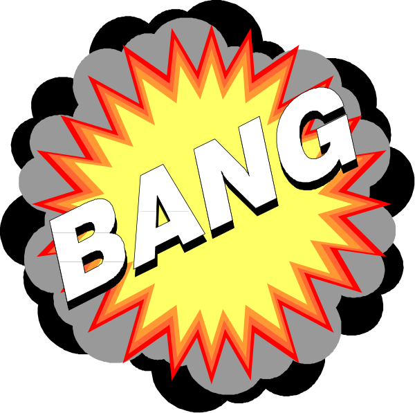 The image shows a cartoon explosion with text that reads "BANG" inside it on top of an exclamation mark graphic.