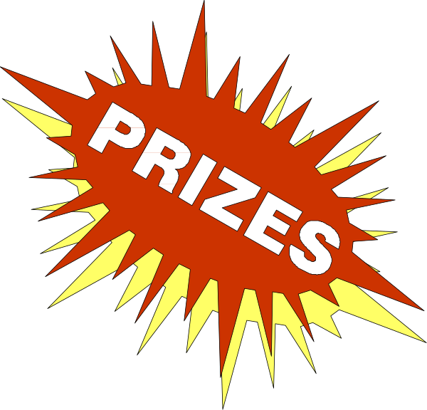 The image shows a graphic with text that reads "prizes" atop an explosion effect, suggesting excitement about winning prizes in some context such as games of chance or contests.
