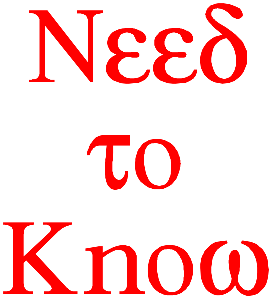 The image shows a black background with white text that reads "NEED TO KNOW" at the top of an orange rectangle containing smaller red letters spelling out "Need to Know."