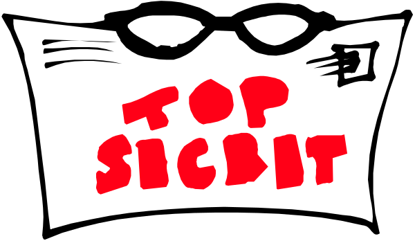 The image shows a black and white cartoon of an envelope with text on it that reads "TOP SECRET" in bold letters at the top right corner. Below this is another line of red text reading "STOP SIGHT."