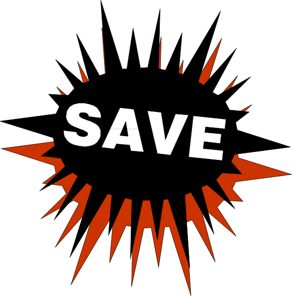 The image shows a black background with two contrasting images: on top left is an explosion graphic symbolizing destruction; below it in white text against red background reads "SAVE," suggesting urgency to act quickly, and beneath that is another smaller burst of lines radiating outward from the bottom right corner.