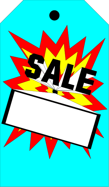 The image shows a graphic of an explosion with text that reads "SALE" on it overlaid onto what appears to be a blue background.