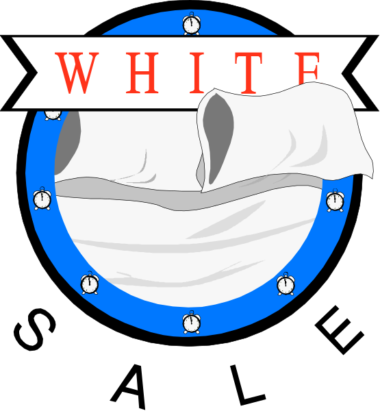 The logo features a white towel with red text that reads "WHITE" inside it on top of another blue circle which has an image of two towels folded neatly in its center.