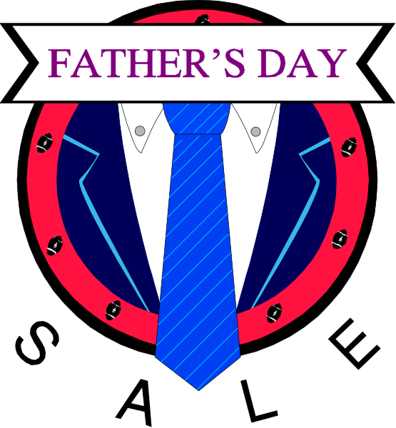 The image shows a graphic with text that reads "Father's Day" at the top of an illustration featuring a tie-wearing figure in silhouette against a blue background on one side, which is partially obscured by another element resembling a shield or emblem containing various symbols and designs. On this central design there are three small images: two depicting what appear to be spiders with their webs around the text "Father's Day," suggesting that they might represent some sort of celebration, event, or tradition associated with Father's Day; one shows