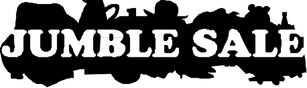 The image shows a text that reads "JUMBLE SALE" with an arrow pointing to it from above.