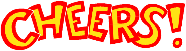 The image shows a graphic with text that reads "Cheers!" on top of an illustration depicting two hands clapping together in front of each other against a white background.