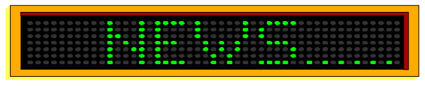 The image shows a digital display with green text on it that reads "NASA."