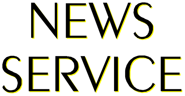 The image shows a logo with text that reads "NEWS SERVICES" on it against a dark background.