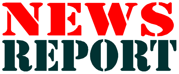 The image shows a logo with text that reads "NEWS REPORT" on it against an unidentified background.