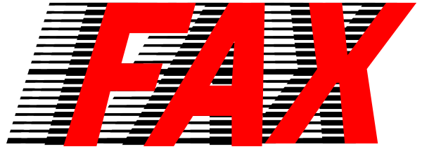 The image shows a logo with text that reads "FAX" on it against an abstract background of red lines forming what appears to be letters in white coloring.