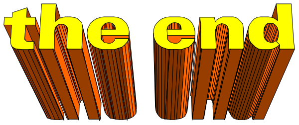 The image shows a graphic with text that reads "THE END" overlaid on top of what appears to be an abstract design resembling blocks in various shades of brown against a darker background.
