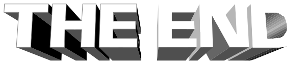 The image shows a graphic with text that reads "THE END" on it against an abstract background.