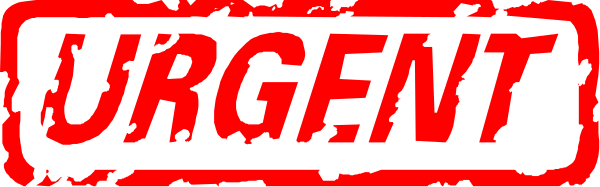 The image shows a red emergency sign with white text that reads "urgent."