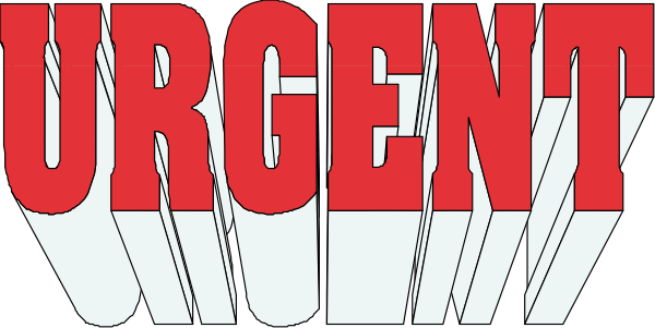 The image shows a graphic with text that reads "URGENT" at the top right corner against an abstract background of lines in various directions.