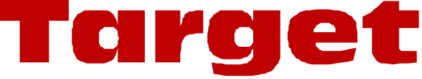 The image shows a word "TARGET" written on it with red text against a grey background.