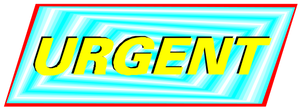 The image shows a graphic with text that reads "URGENT" on it against an abstract background of reds and blues.