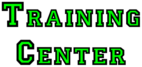 The image shows a sign with text that reads "TRAINING CENTER" on it against an indistinct background.