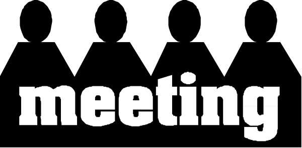 The text "MEETING" on a black background with white font.