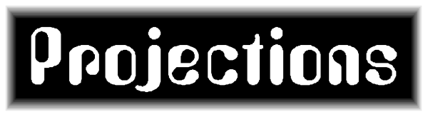 The image shows a logo with text that reads "PROJECTIONS" on it against an indistinct background.