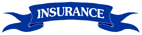 The image shows a logo with text that reads "INSURANCE" above an emblem featuring two crossed swords on either side of what appears to be a shield-like design in between them; below this, there is additional smaller text reading "Insurance."