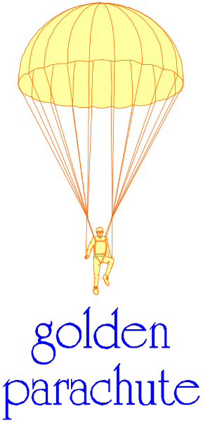The image shows a parachute with an illustration of someone inside it flying through space against a black background; there is text at the bottom that reads "Jon Panchute."