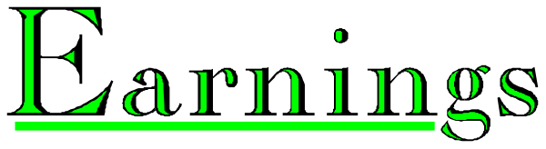 The text "Earnings" with a green background on an otherwise grey surface is shown.