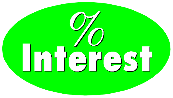 The image shows a logo with text that reads "Interest" on it against an oval background featuring two green check marks inside white circles at either end of the word.