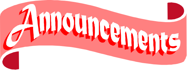 The image shows a banner with text that reads "ANNOUNCEMENTS" on it against an indistinct background.