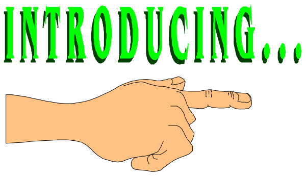 The image shows a hand pointing at an animated text that reads "INTRODUCING..." with two dots after it.