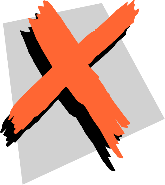 The image shows a red "X" over an open book with pages that appear to be torn out from it.