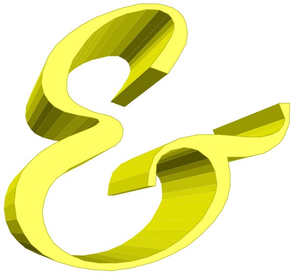 The image shows a stylized graphic of an ampersand with two cursive letter 'e' connected by what appears to be a horizontal line in yellow color against a white background.