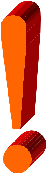 The image shows a red exclamation mark on an orange background with no other discernible elements present.