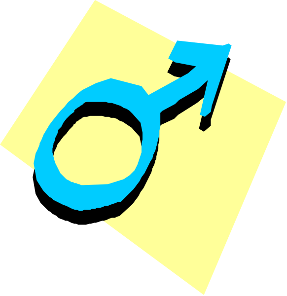 The images show a male symbol with an eye over it on top of sticky notes that say "male" next to each other in one image, while another shows two female symbols also placed above similar yellow stickies labeled as such and accompanied by blue squares around them.