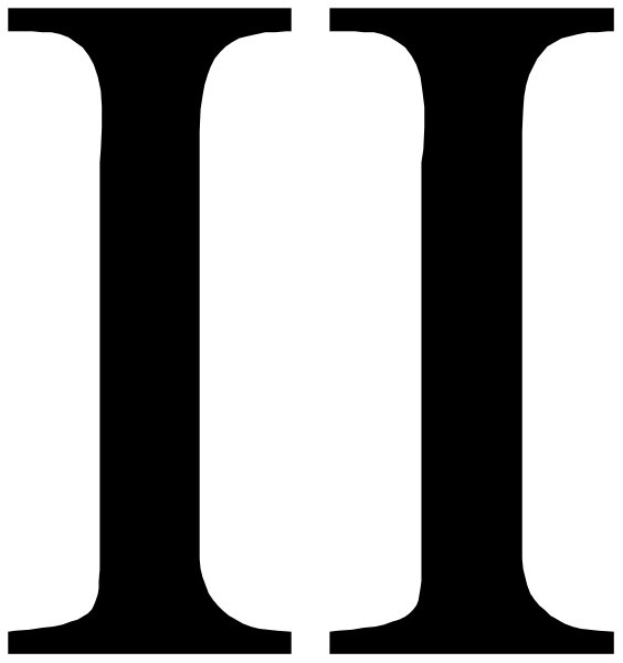 The image shows a simple black and white line drawing of three vertical rectangles with horizontal lines connecting them at their top edges to form an abstract representation that could be interpreted as stairs going upwards from left to right, set against a dark background.