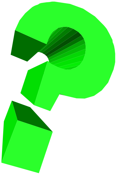 The image shows a question mark with an exclamation point on top of it against a black background.