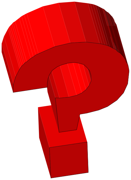The image shows a red question mark graphic with no additional context provided about its surroundings or content beyond itself.
