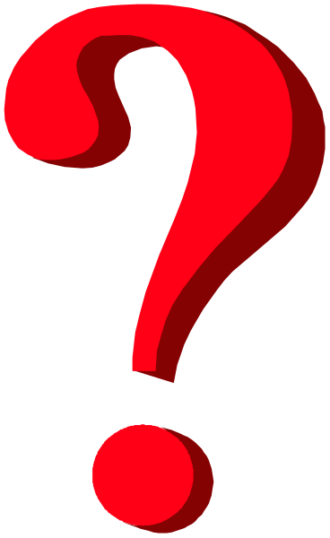 The image shows a red question mark graphic with no additional context provided about its surroundings or content beyond itself.