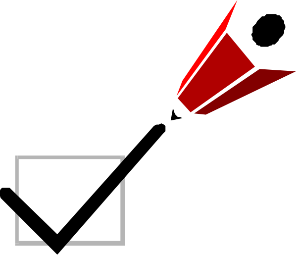The image shows a black background with two red shapes: an arrow pointing upwards to the left of another shape that resembles a house or building structure on its side.