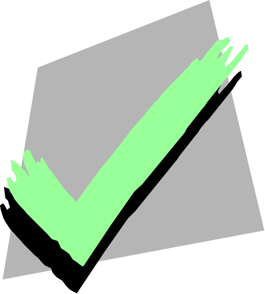 The image shows a green checkmark with two lines on either side of it against an abstract background that appears to be made up of geometric shapes in shades of gray and black.