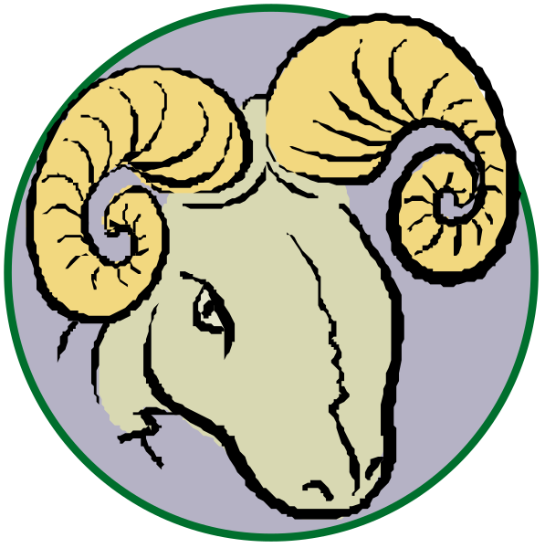 The images show a ram's head with curled horns inside two circular frames; there is no text present on either image to provide additional context about their content.