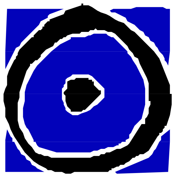 The image shows a blue circle with an eye inside it on two separate squares against different backgrounds.