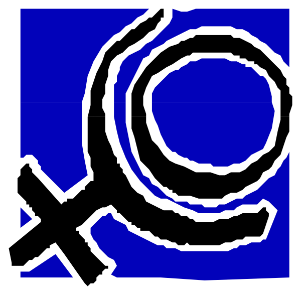 The image shows a logo with text that reads "Female" inside an icon resembling female genitalia above it; below this symbol is another smaller circle containing what appears to be a stylized depiction of male and female figures, possibly representing gender diversity or inclusivity within the organization.