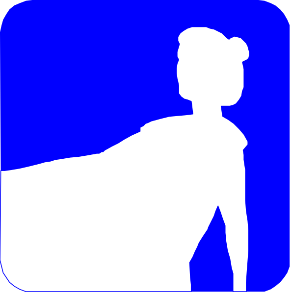 The image shows a blue silhouette of an animated character with wings on its back against a white background to the left side, while there is another similar figure in black silhouette standing next to it from behind and slightly overlapping at the bottom right corner.